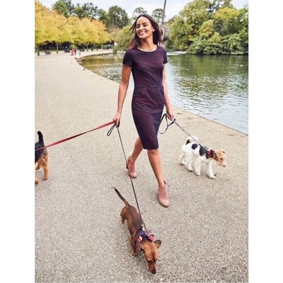 NWT BODEN Phoebe Floral Jersey Dress US 10R Short Sleeves Side Pockets Navy Wine - Picture 8 of 8